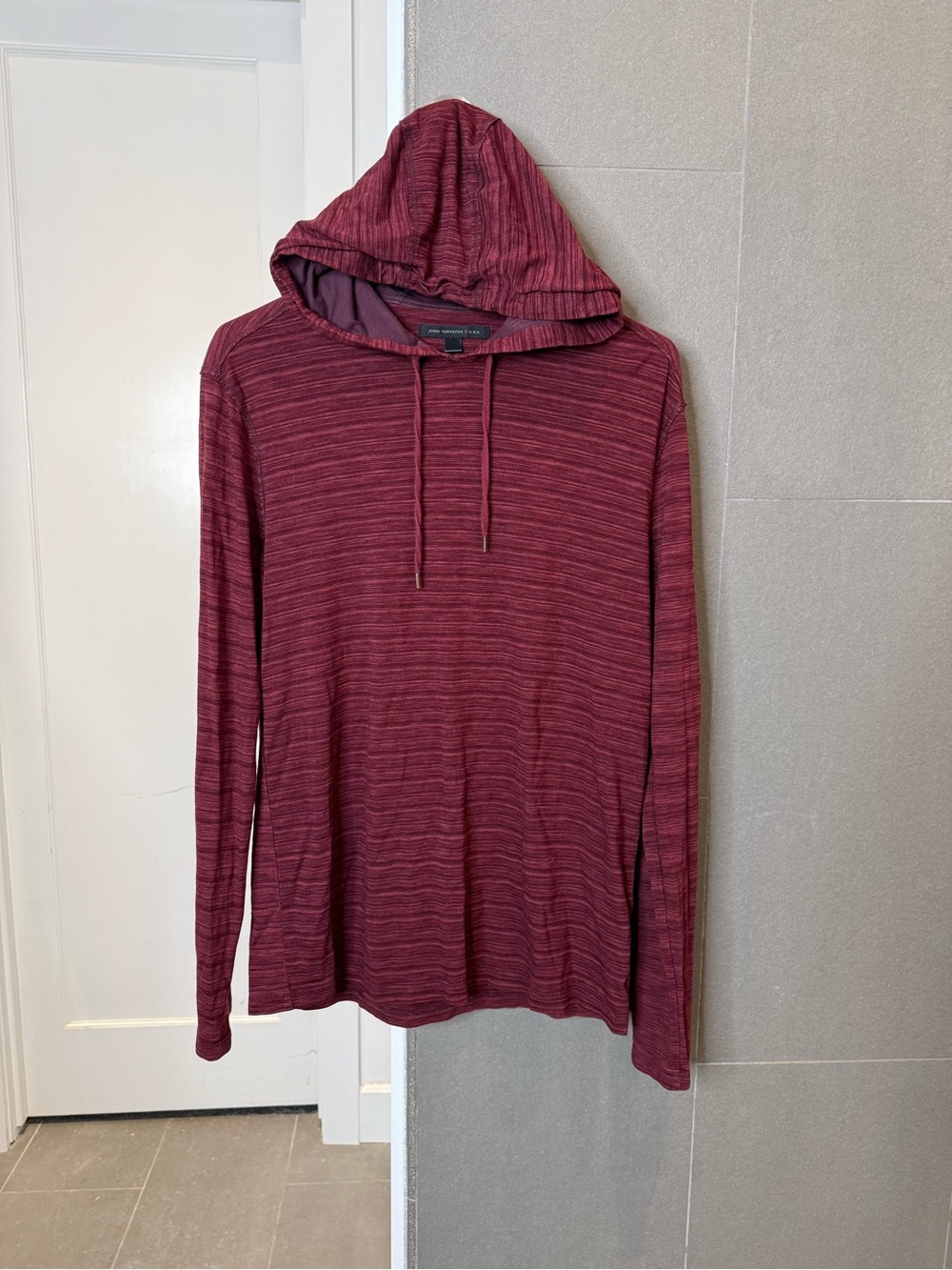 John Varvatos USA Burgundy Pima Cotton Viscose Lightweight Hoodie Men’s Size M